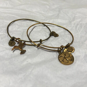 Vintage Alex and Ani Dove & Clover Friends Bracelet. Gold tone. Tarnished Brass.